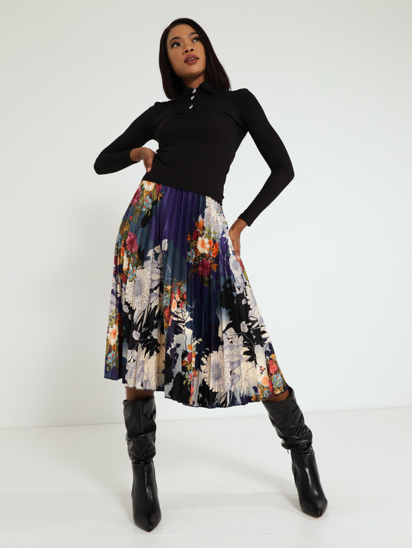 Floral Pleated Skirt – LEGiT
