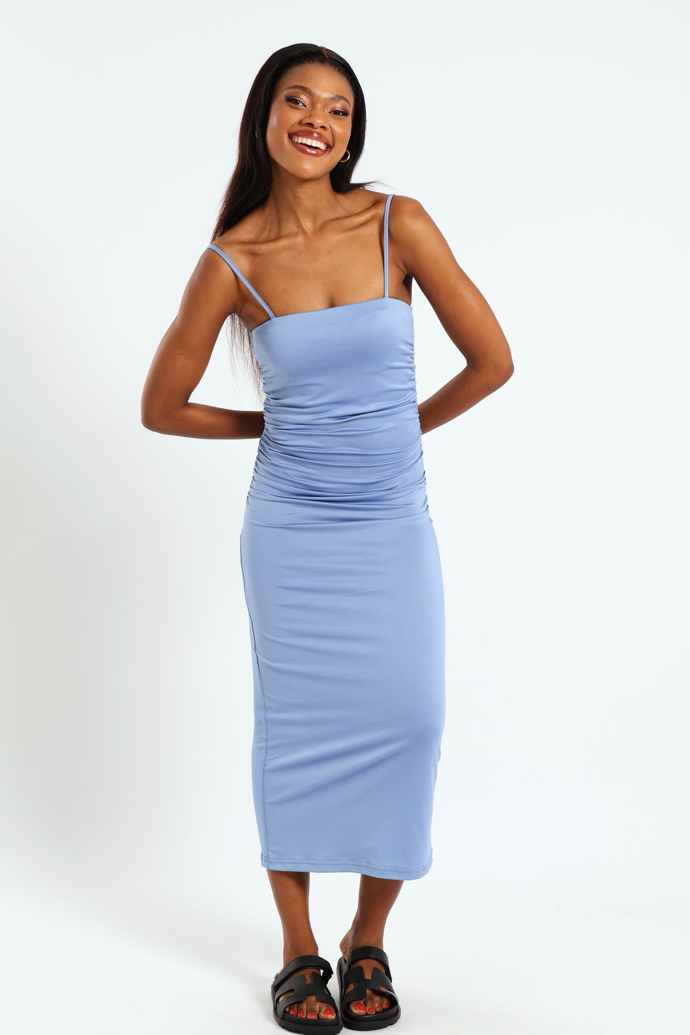 Maxi Gauged Boobtube Dress - Dusty Blue LEGiT Maxi Gauged Boobtube Dress - Dusty Blue LEGiT