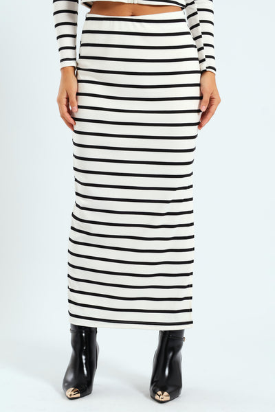 Stripe Rib Midi Skirt White/Black – LEGiT