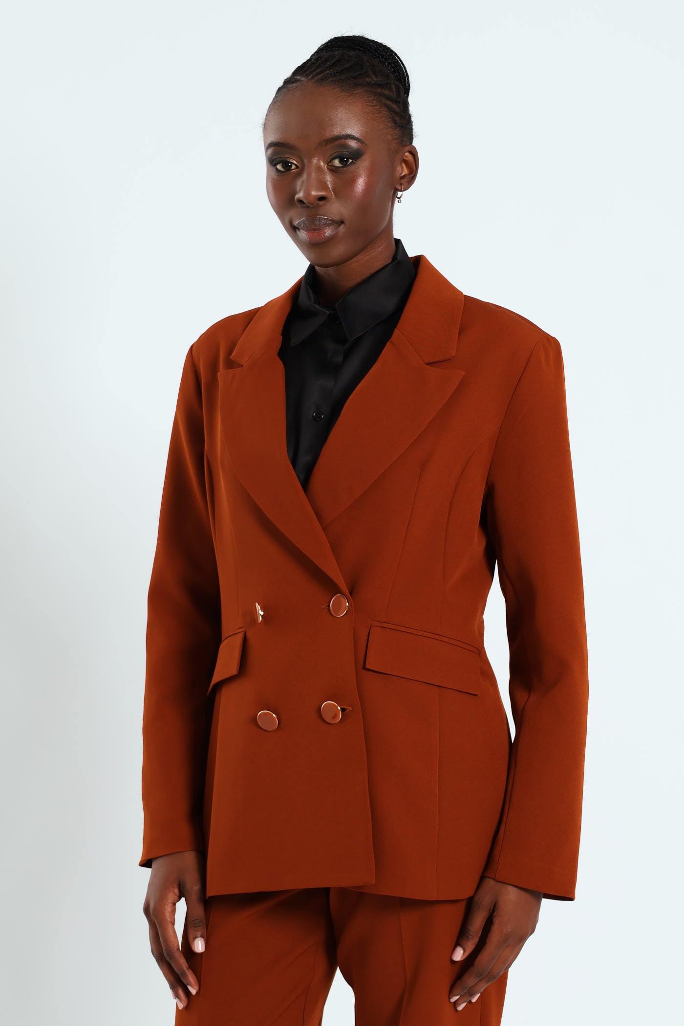 Double Breast Fancy Button Blazer - Rust – LEGiT