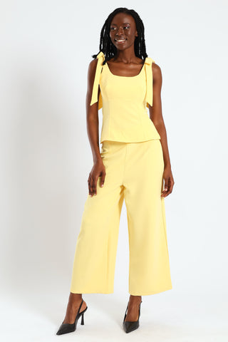 Strappy Tie Detail Corset Top - Yellow