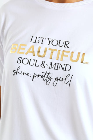 Beautiful Soul Oversized Tee - White
