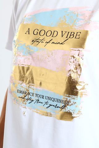 Good Vibe Screen Tee - White