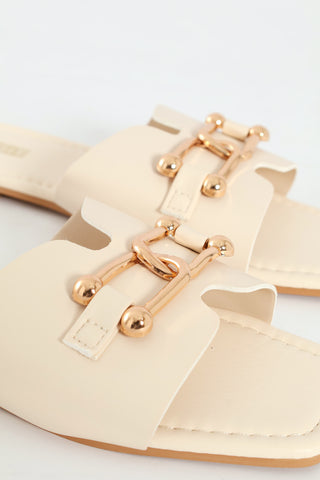 One-Strap Link Detail Mule Sandal - Ivory