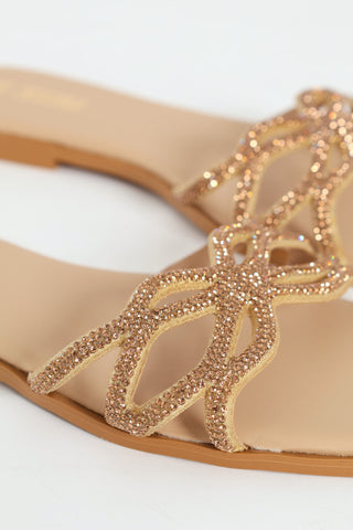 Diamante One Strap Sandal - Gold
