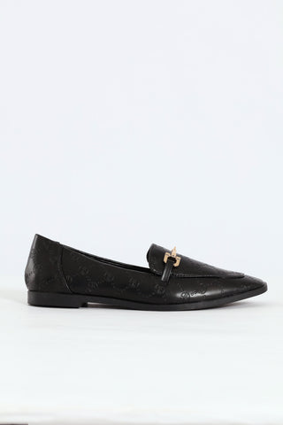 Classic Embossed Monogram Link Trim Loafer - Black
