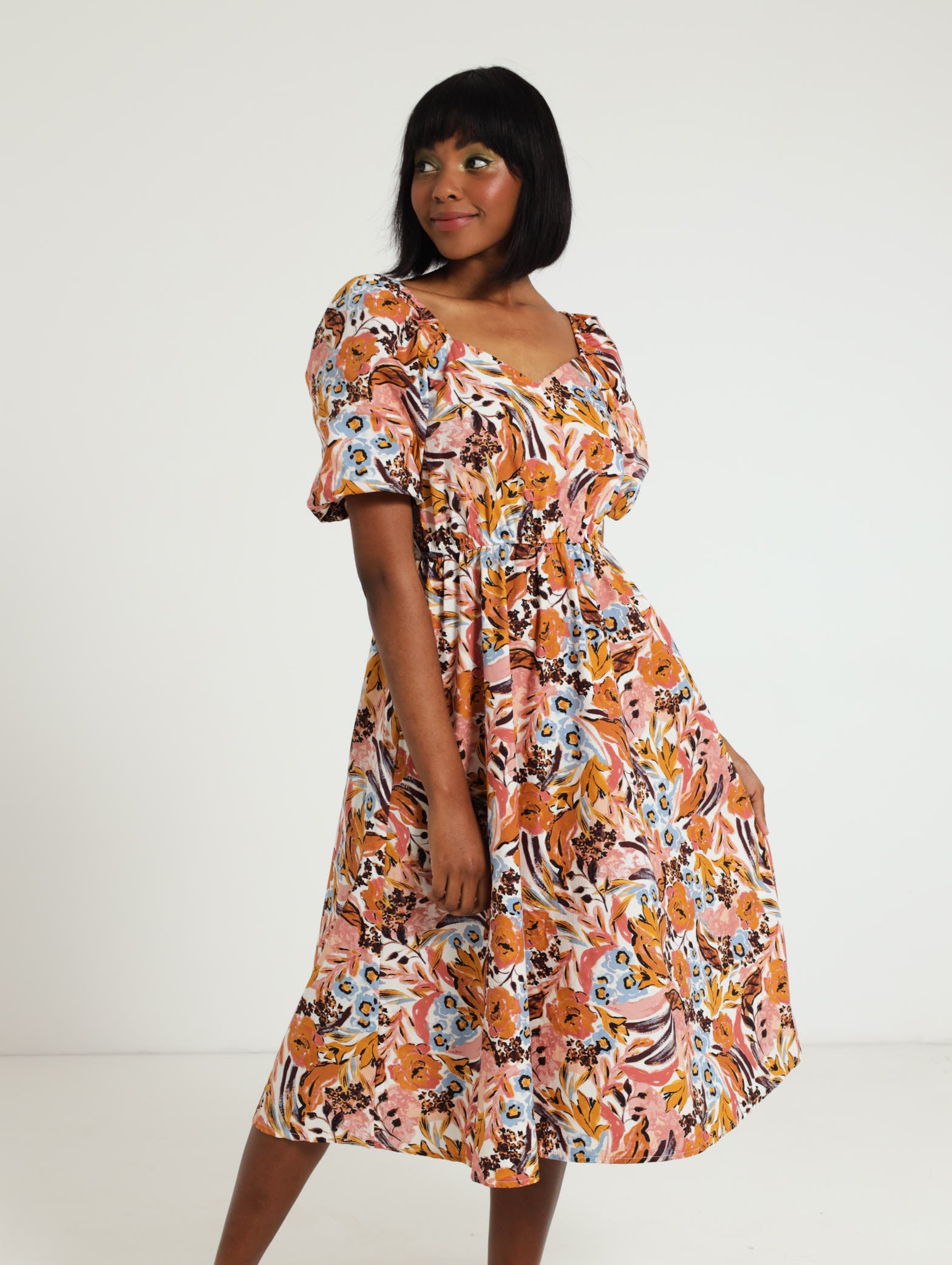 Puff sleeve floral dress top