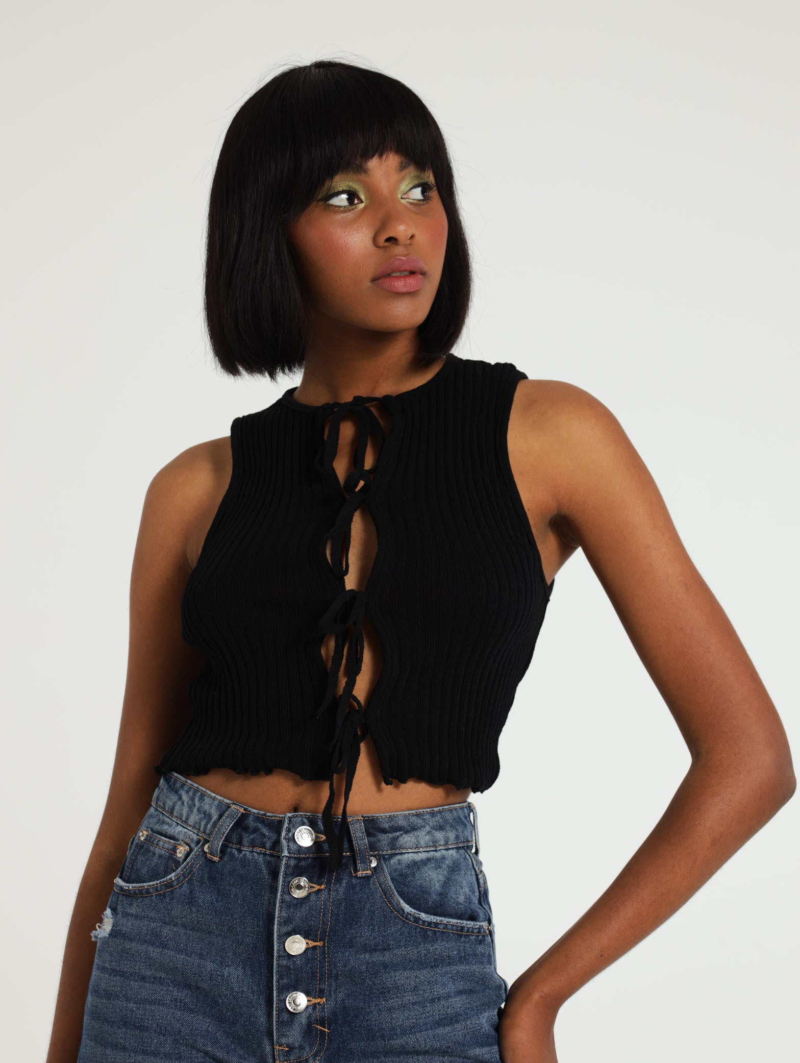 Knitted Tie Up Rib Top – LEGiT