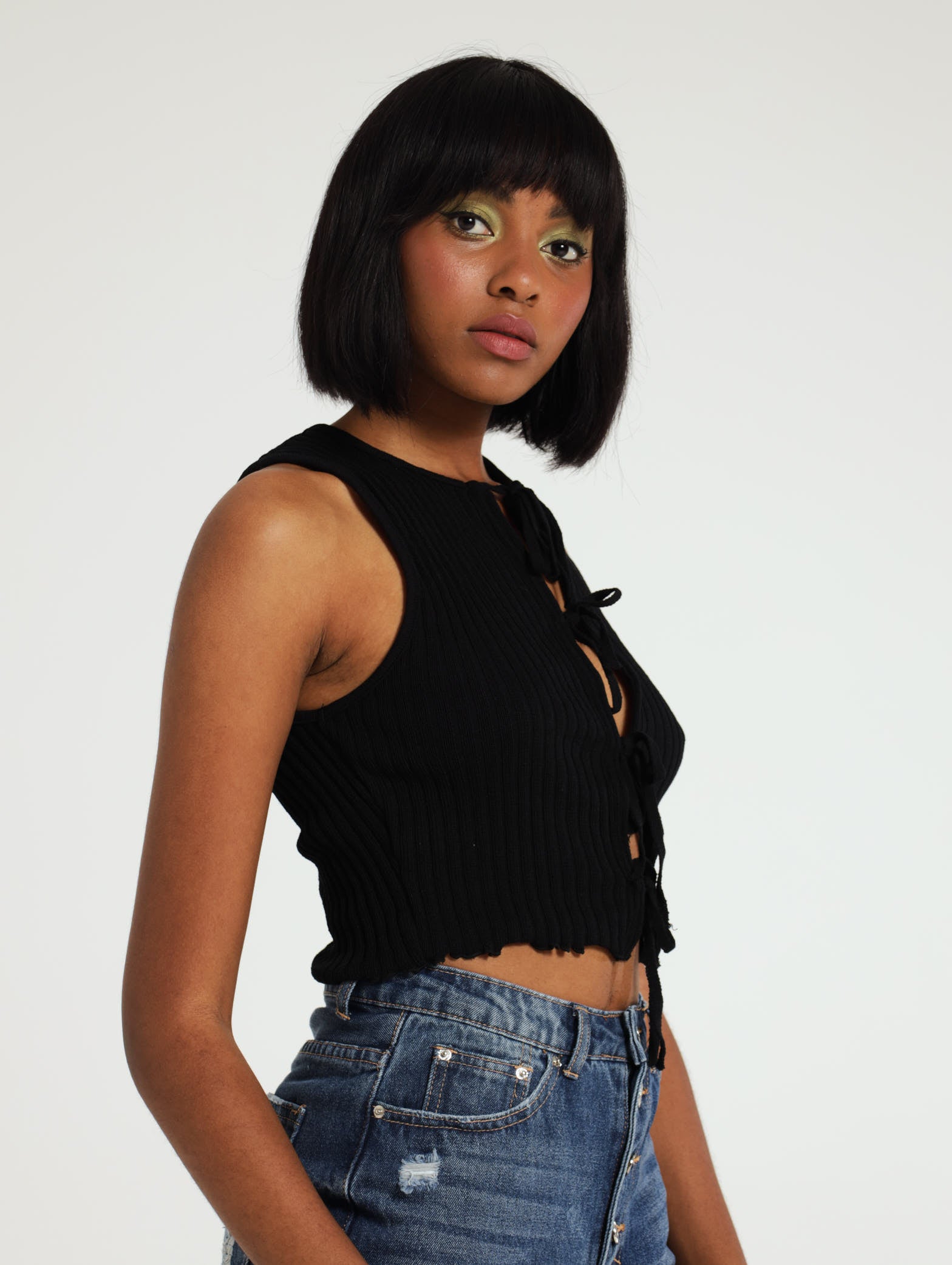 Knitted Tie Up Rib Top – LEGiT