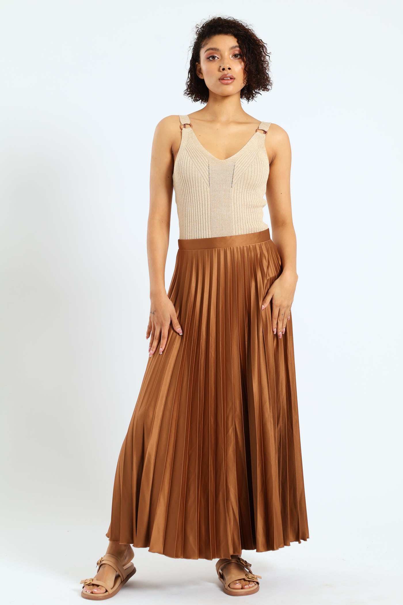 Pleated Skirt Brown