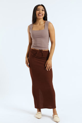 Square Neck Polyamide Top - Taupe
