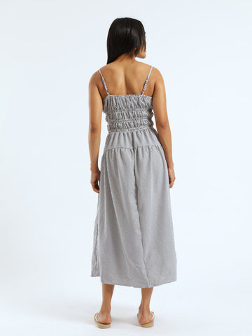 Strappy Elastic Detail Maxi Dress - Black/White