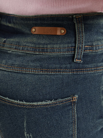 Rip & Repair Tea Stain Mid Rise Skinny Jean - Ink