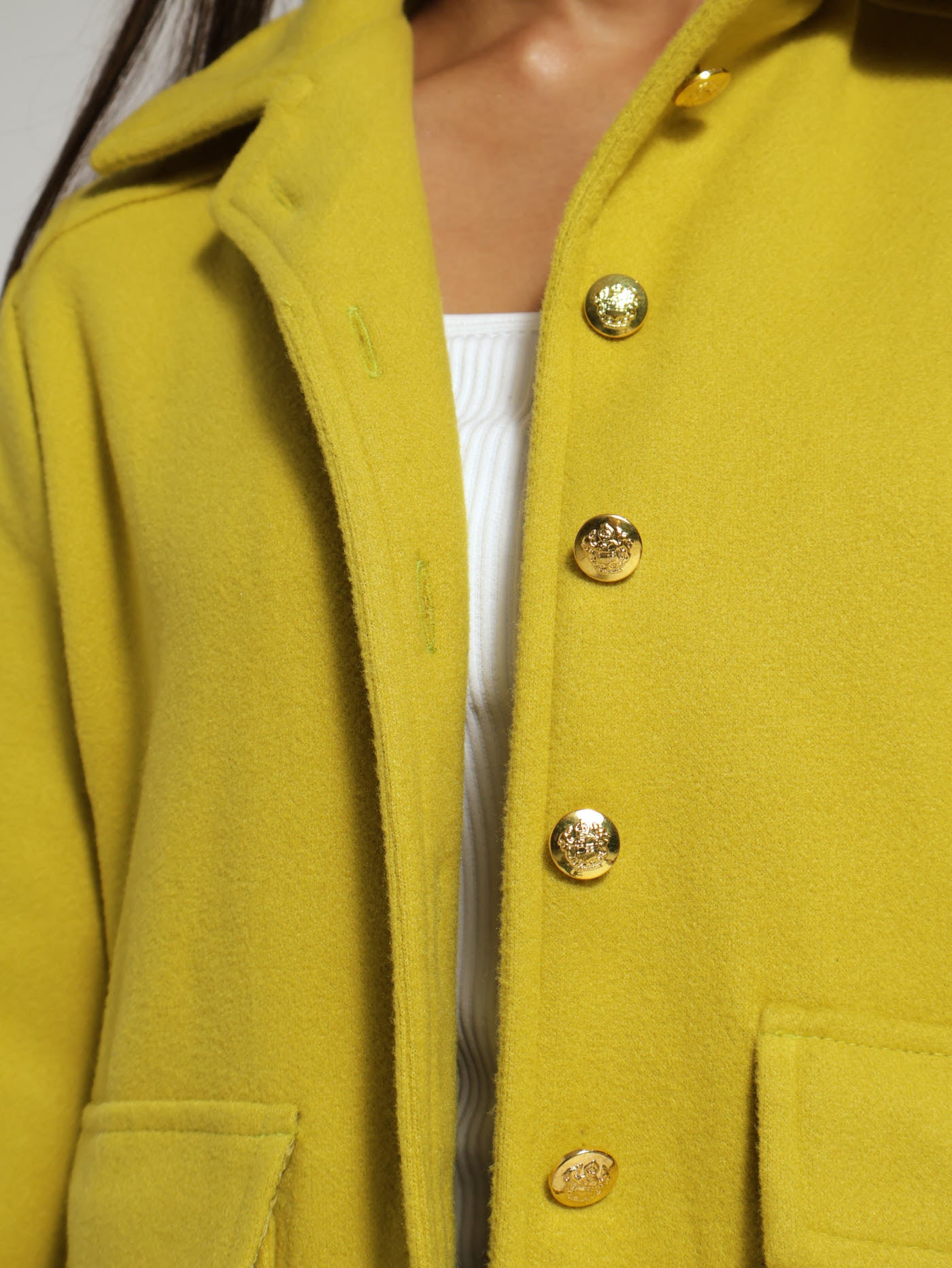 Gold Button Shacket - Chartreuse – LEGiT