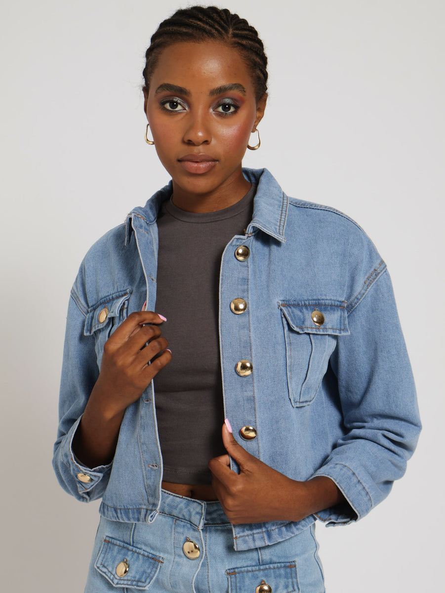 Gold Button Shacket - Stonewash – LEGiT