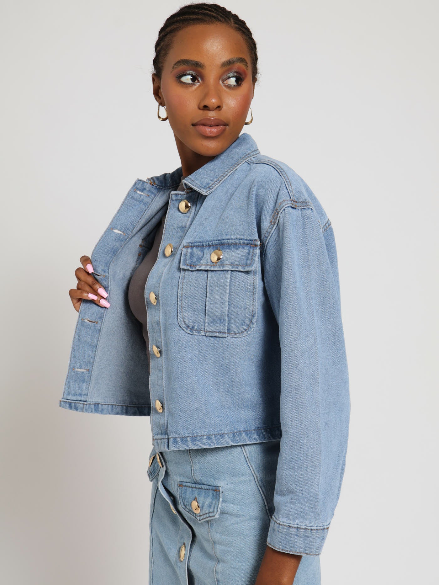 Gold Button Shacket - Stonewash – LEGiT