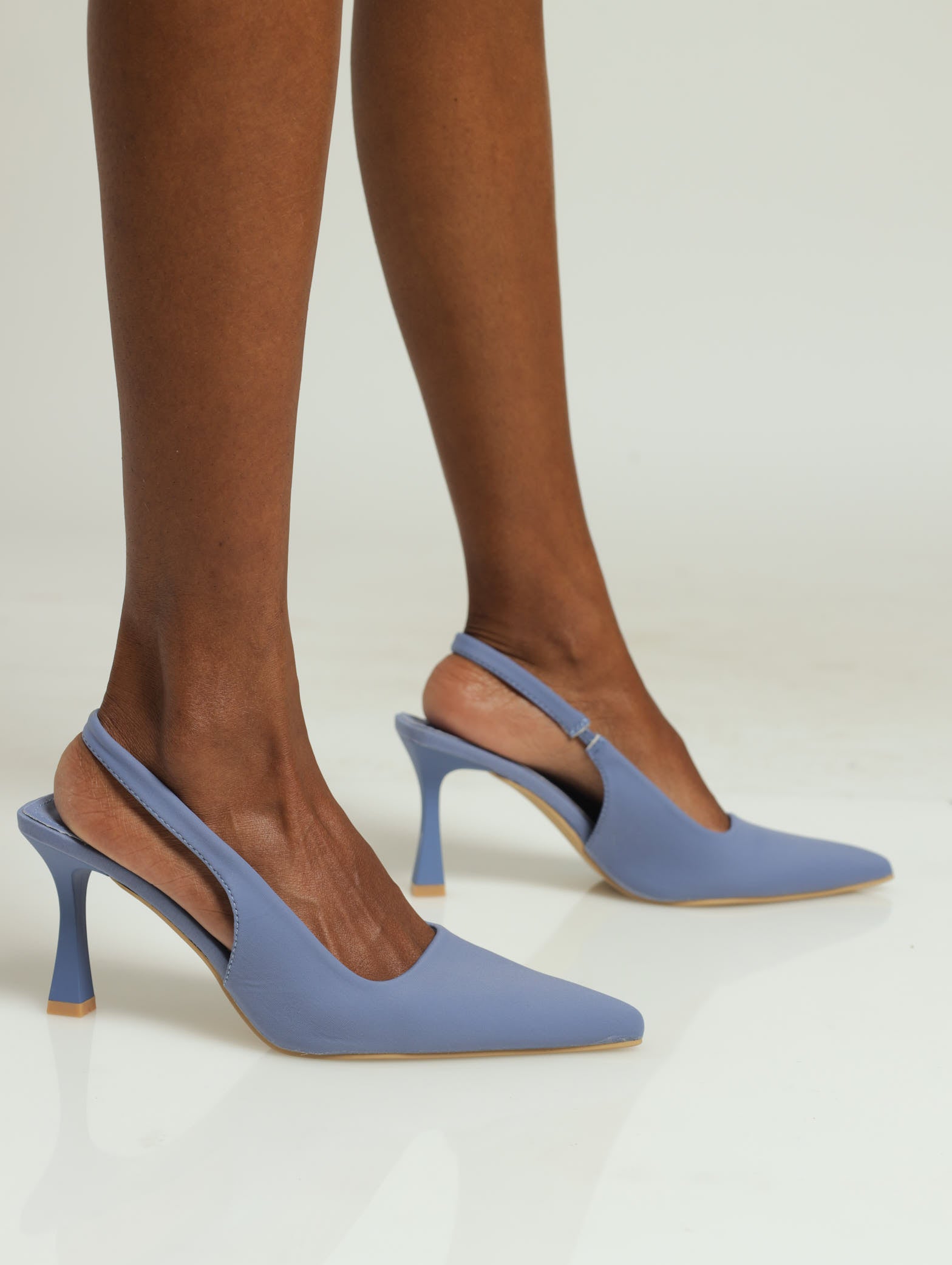 Rectangular Cut Heels Shaped Pointy Slingback Court Heel - Blue – LEGiT