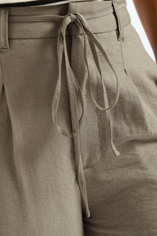 Drapey Self Tie Belt Pants - Fatigue
