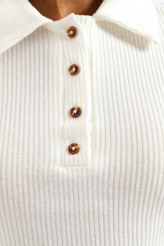 Short Sleeve Brushed Rib Golfer - Milk