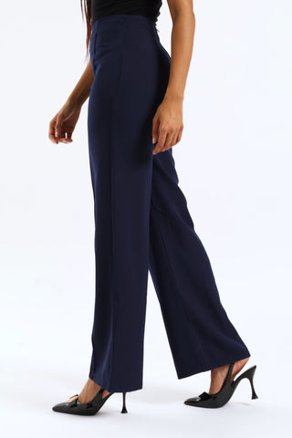 Wideleg Pintuck Pants - Navy