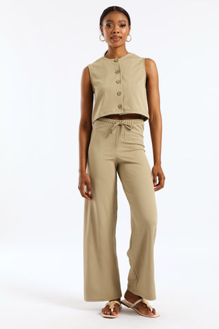 Textured Knit Waistcoat - Sage