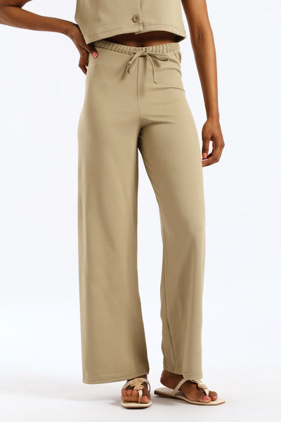 Elasticated Waist Relaxed Textured Knit Pants - Sage – LEGiT