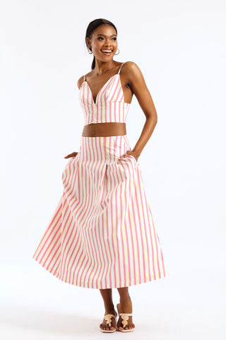 Button Detail Striped Cami Top - Multi