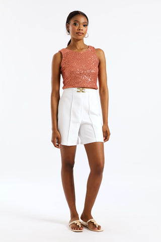 Sleeveless Sequin Top - Gold