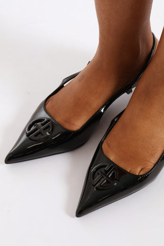 Stiletto Pointy Slingback Court Heel - Black