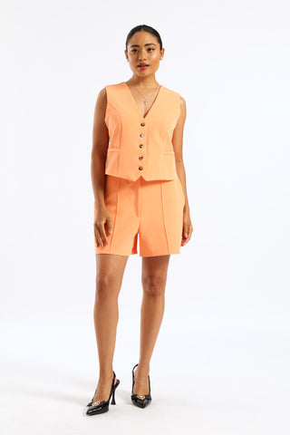 Pintuck Shorts - Peach