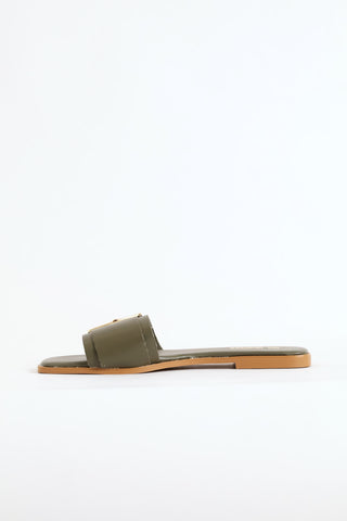 One Strap With Buckle Sandal - Fatigue