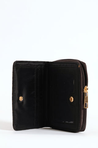 Monogram Bee Trim Compartment Wallet - Black