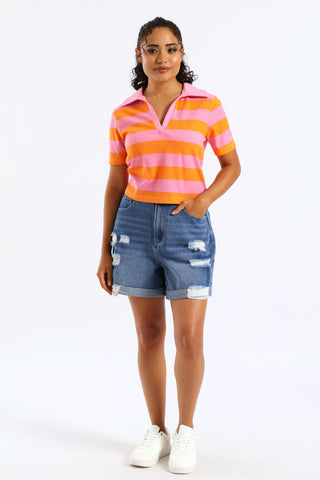 Abraised Denim Shorts - Salty Dark Wash