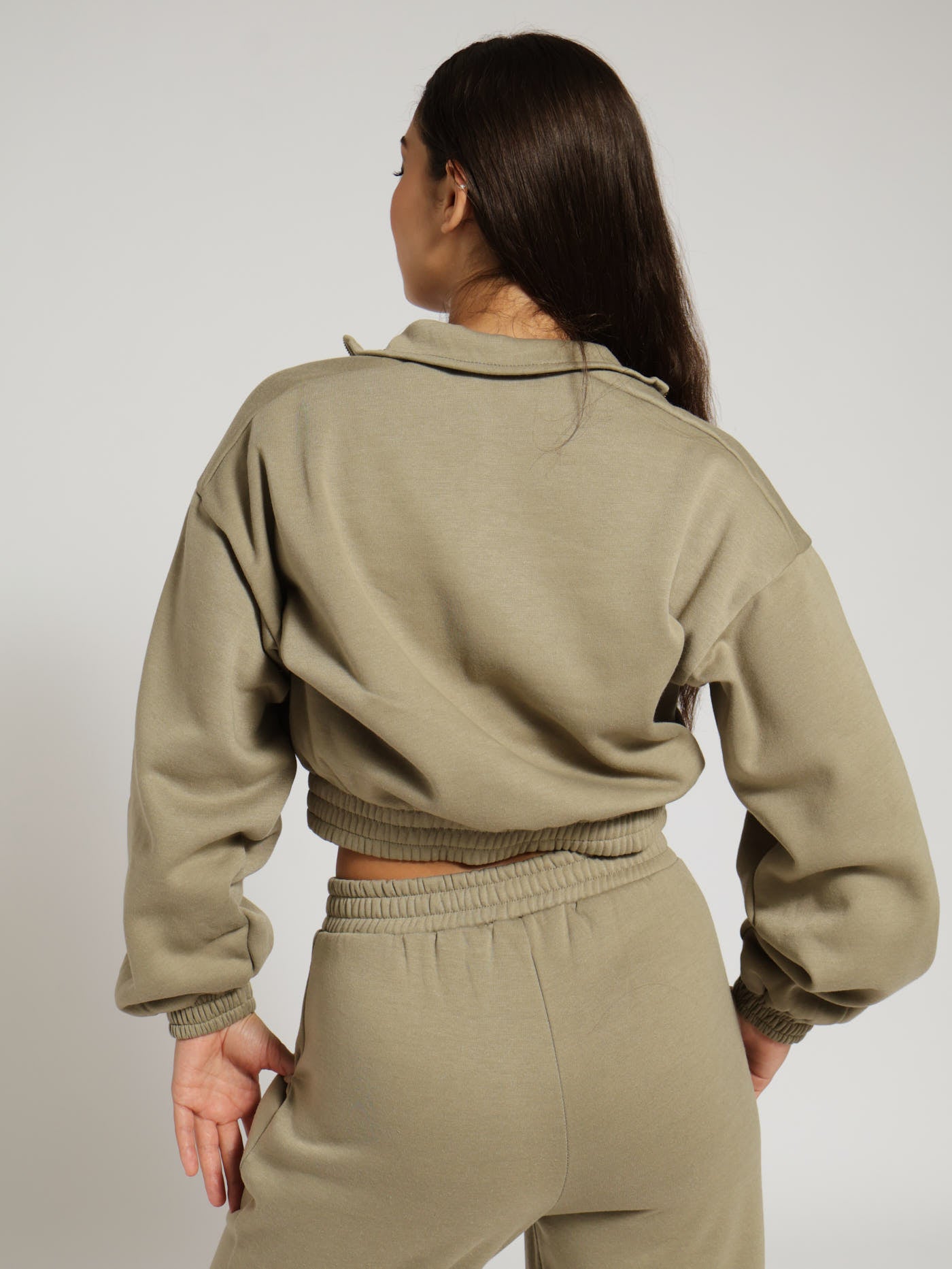 1/4 Zip Drawstring Hem Pullover Fatigue – LEGiT - Main Image