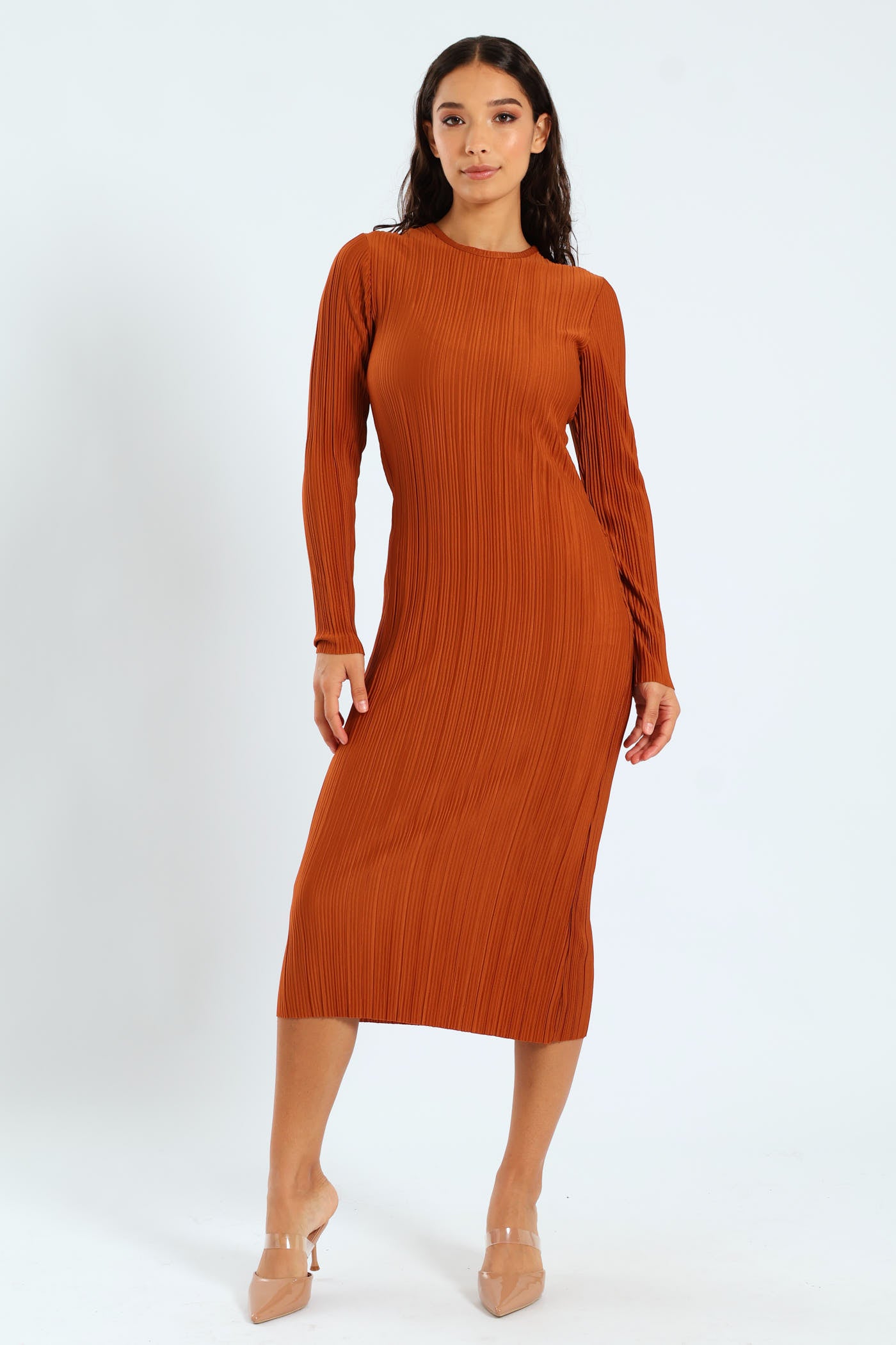 Rusty Rustic Long Dress Long Sleeve Column Dress - Rust – LEGiT