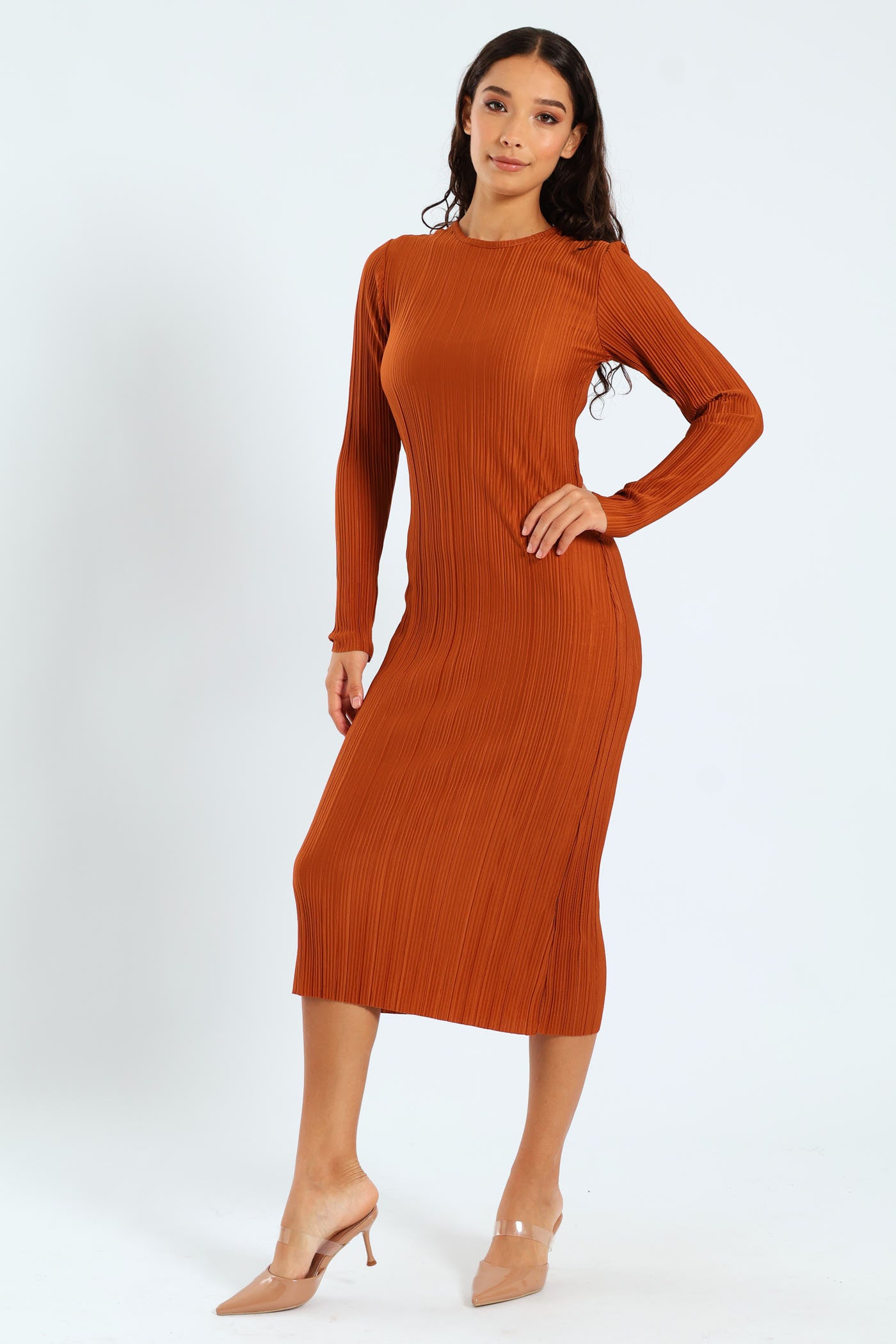 Rusty Rustic Long Dress Long Sleeve Column Dress - Rust – LEGiT