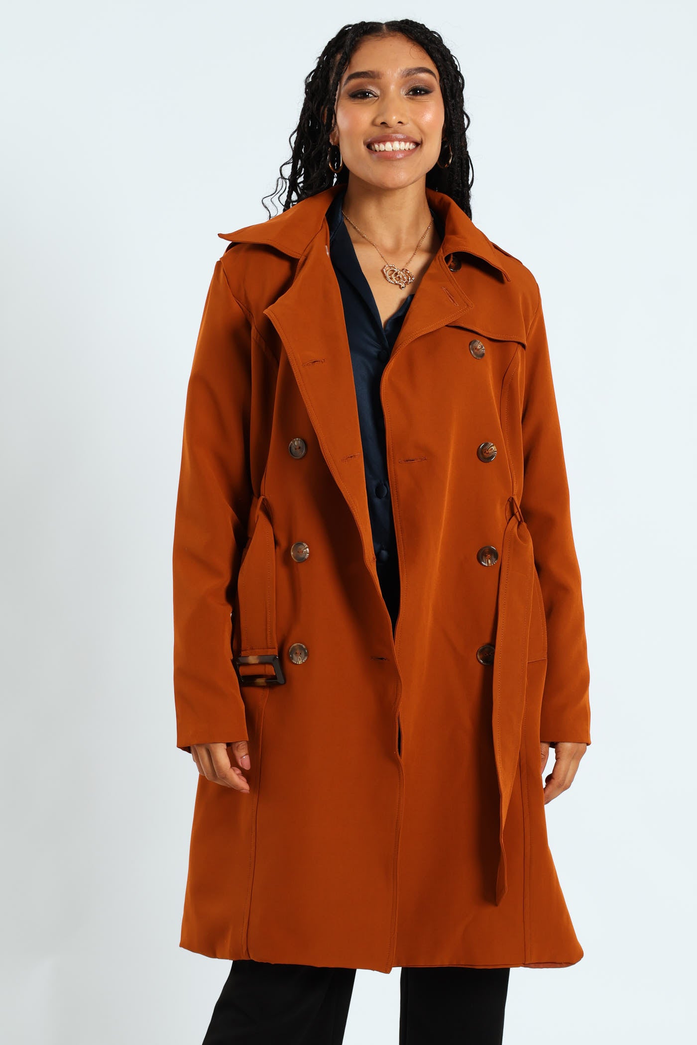 Cloak Jacket Rust Belted Trench Coat - Rust – LEGiT