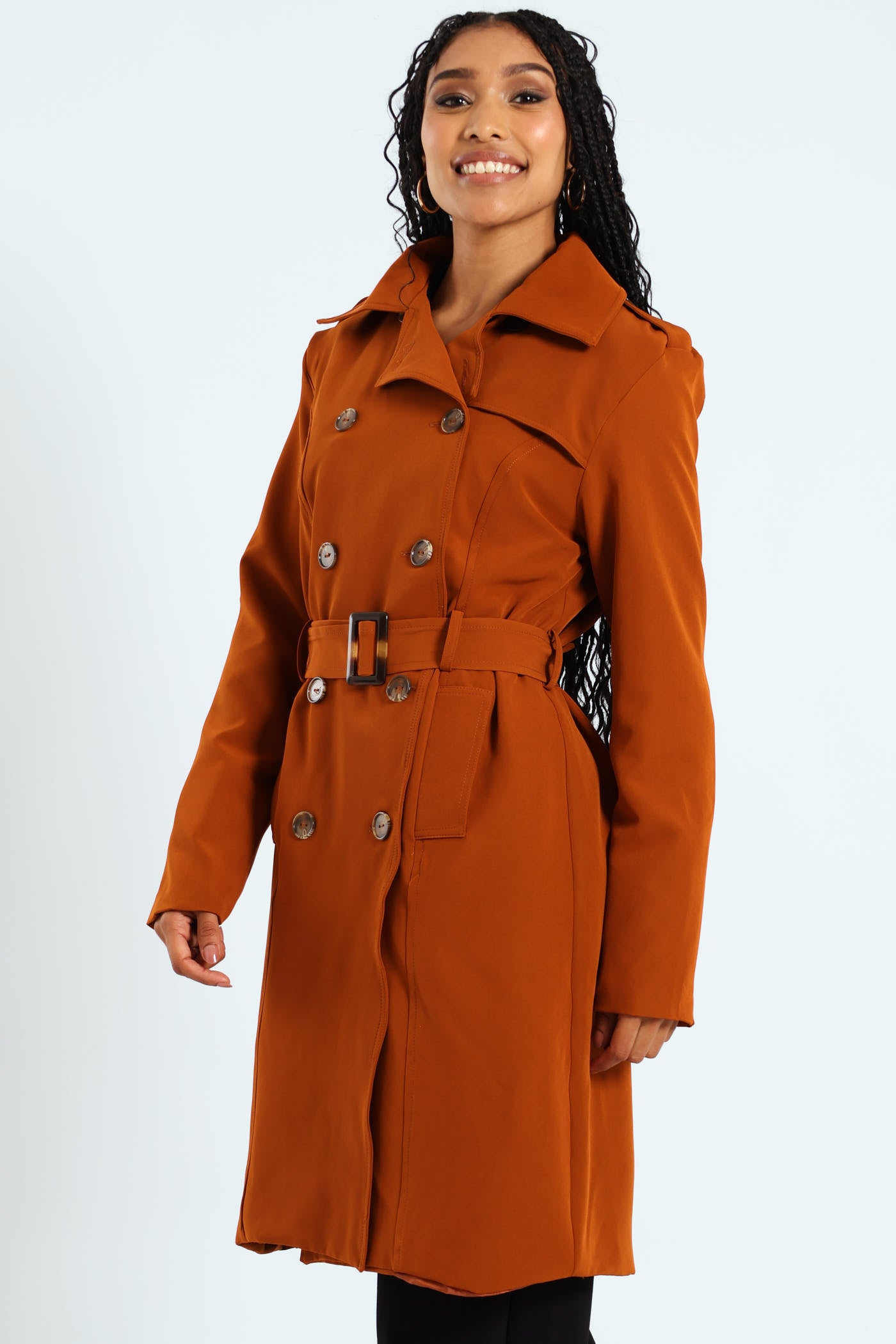 Cloak Jacket Rust Belted Trench Coat - Rust – LEGiT
