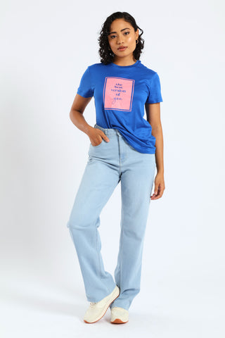 Raw Hem Basic Wideleg Jean - Light Wash