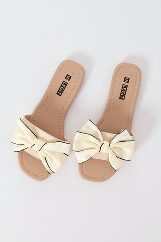 Contrast Edging One Strap Mule Sandal - Off White