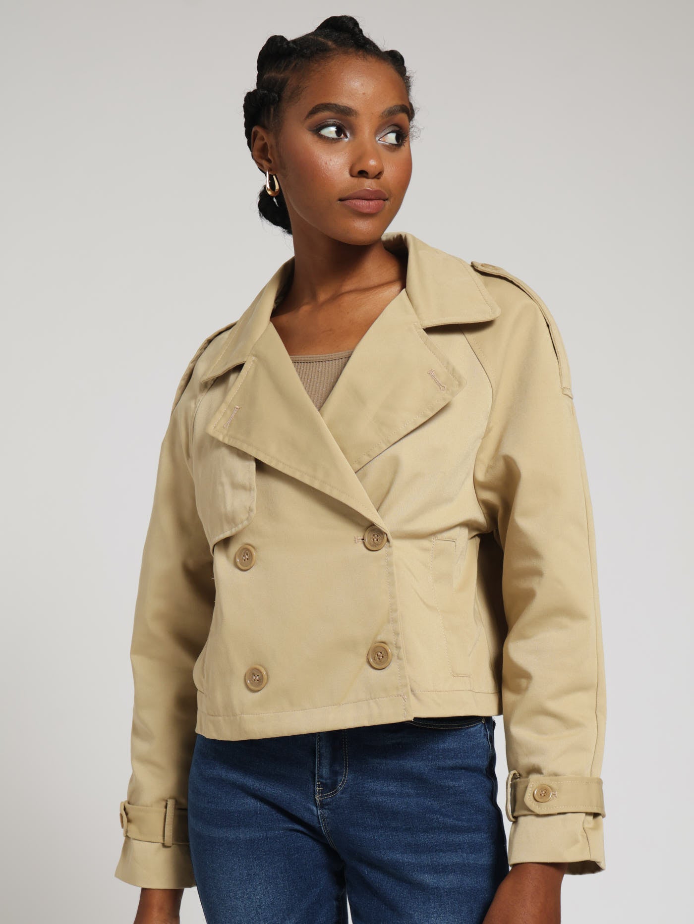 Cropped Trench Coat Stone – LEGiT - Main Image
