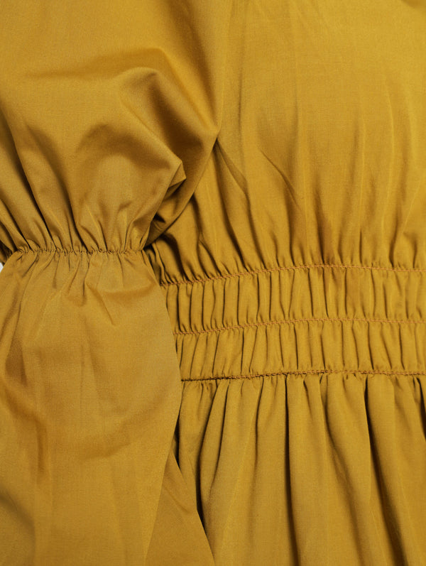 Long Sleeve Elastic Waist Poplin Midi Dress – LEGiT