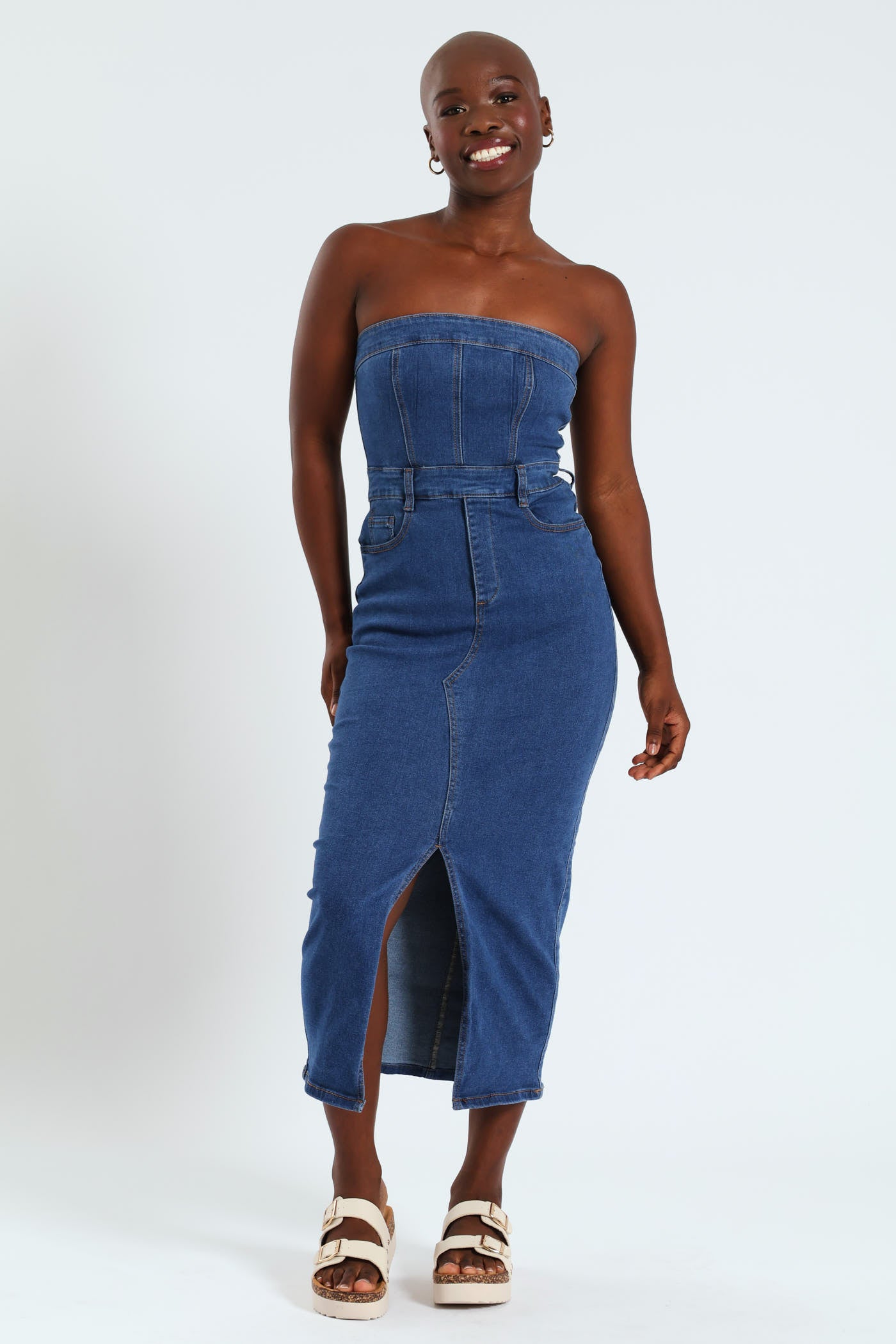 Midi Dresses Jean Dress Walmart Indigo Denim Long Sleeve Denim