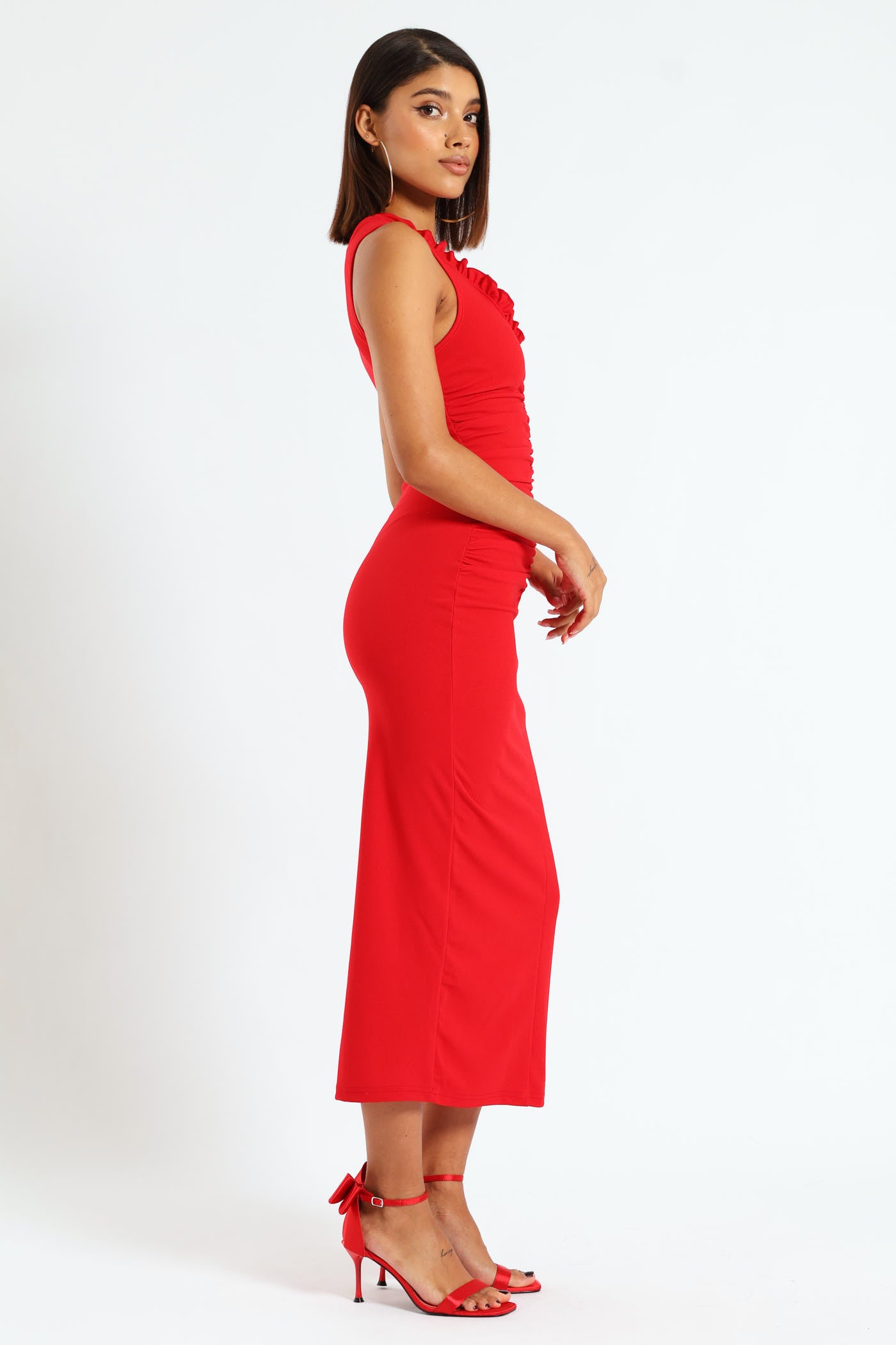 red dresses at legit Knot Front Poplin Mini Dress