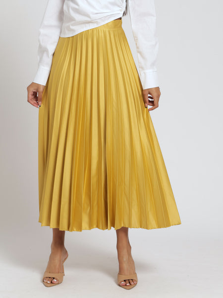 Gold pleated skirt online online