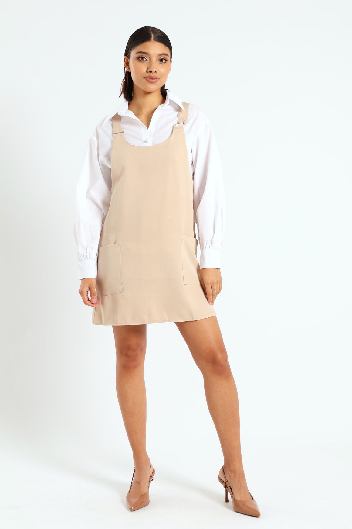 Navy Contrast Patchwork Knitted Pleated Dress | Sleeveless Metal Button main image 0
