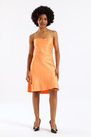 Satin Mini Dress - Orange