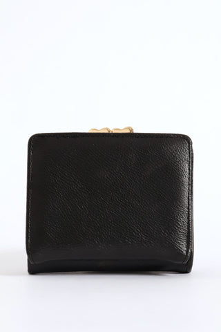 Heart Clasp Quilted Purse - Black