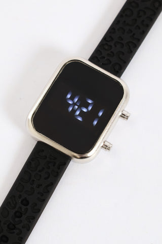 Embossed Strap Digital Watch - Black