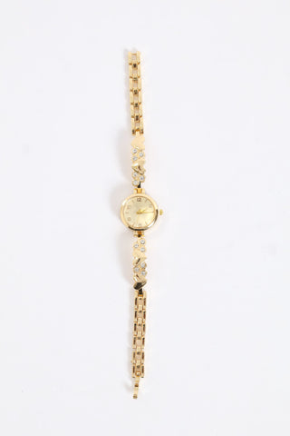 Diamante Heart Metal Strap Watch - Gold